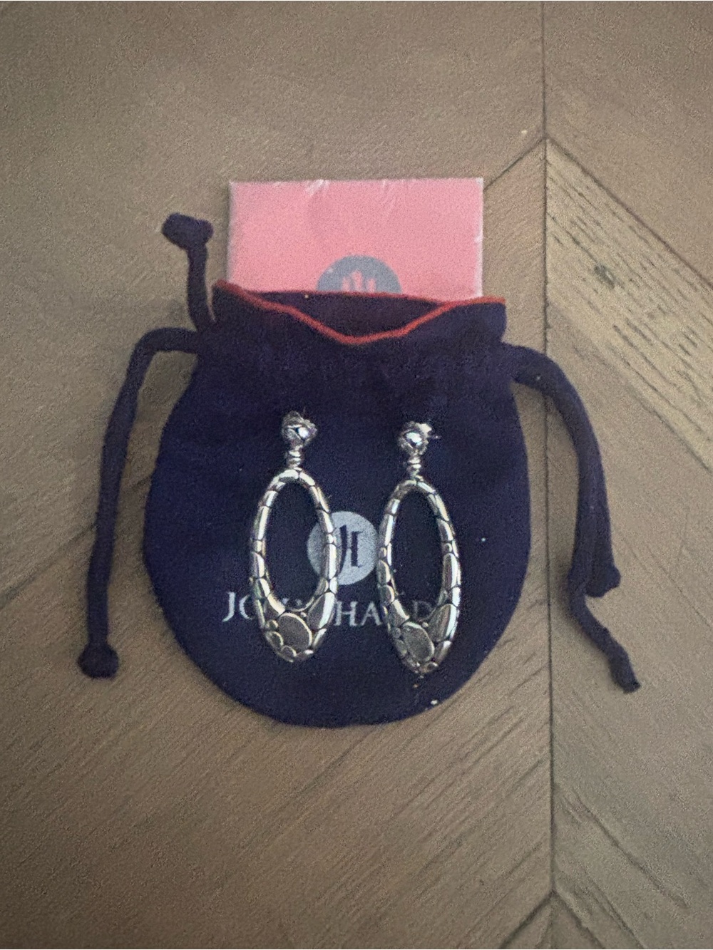 John Hardy Kali Pebble Oval Drop Earrings Sterling Silver
